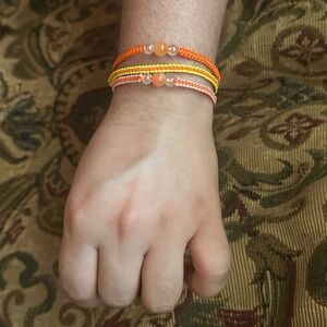 Orange and Yellow Beaded Bracelet Set